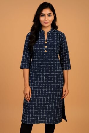 Premium Pure Cotton Geometric Print Straight Kurti (5 Colors)