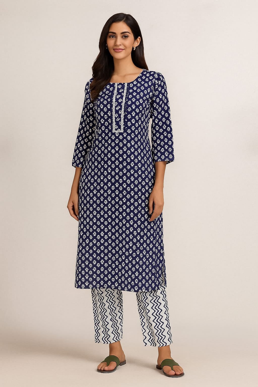 Blue Mirage Palazzo Kurti Set
