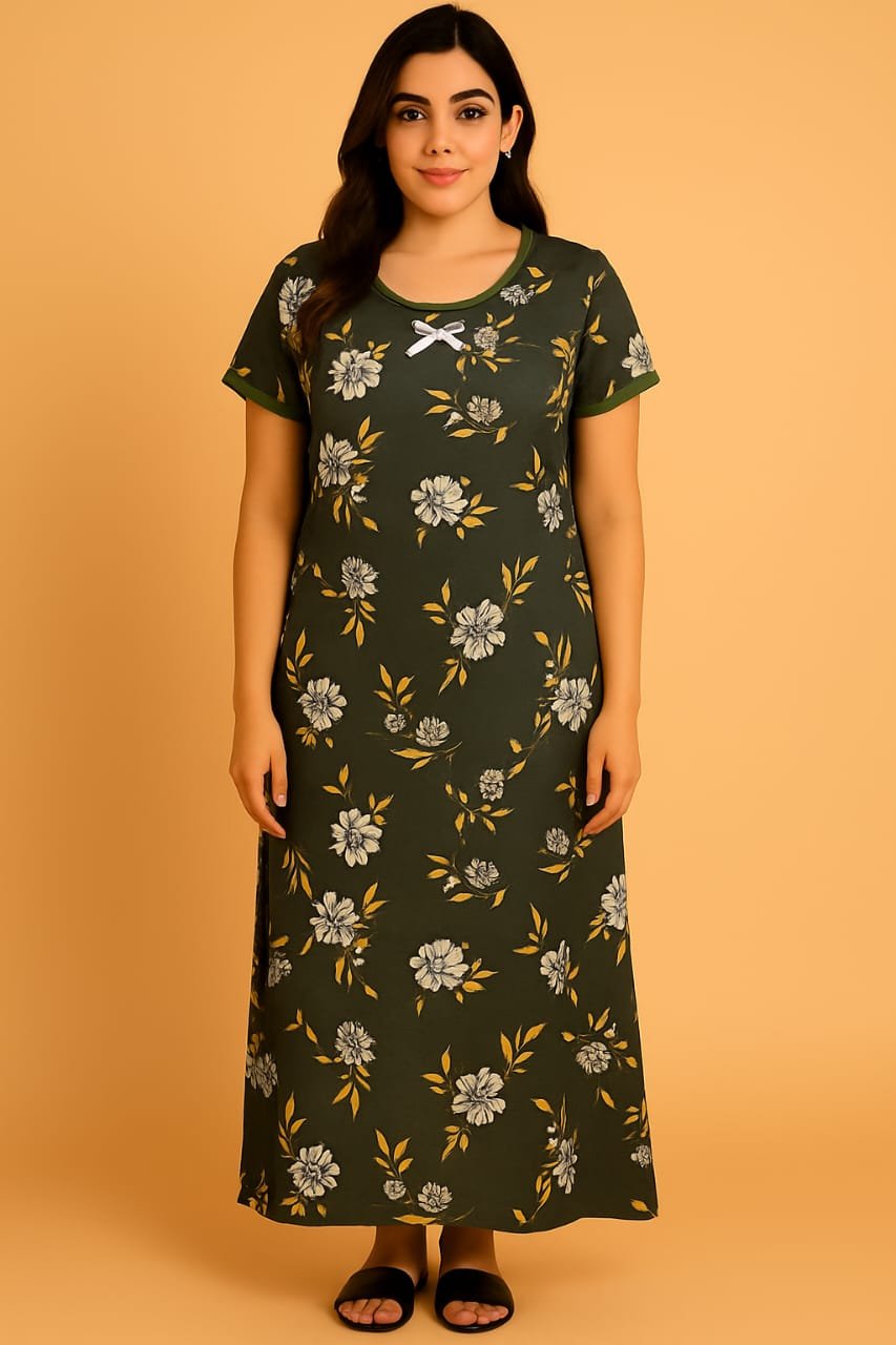 Elegant Floral Print Lycra Nighty – Soft & Stylish Comfort Wear - Image 5