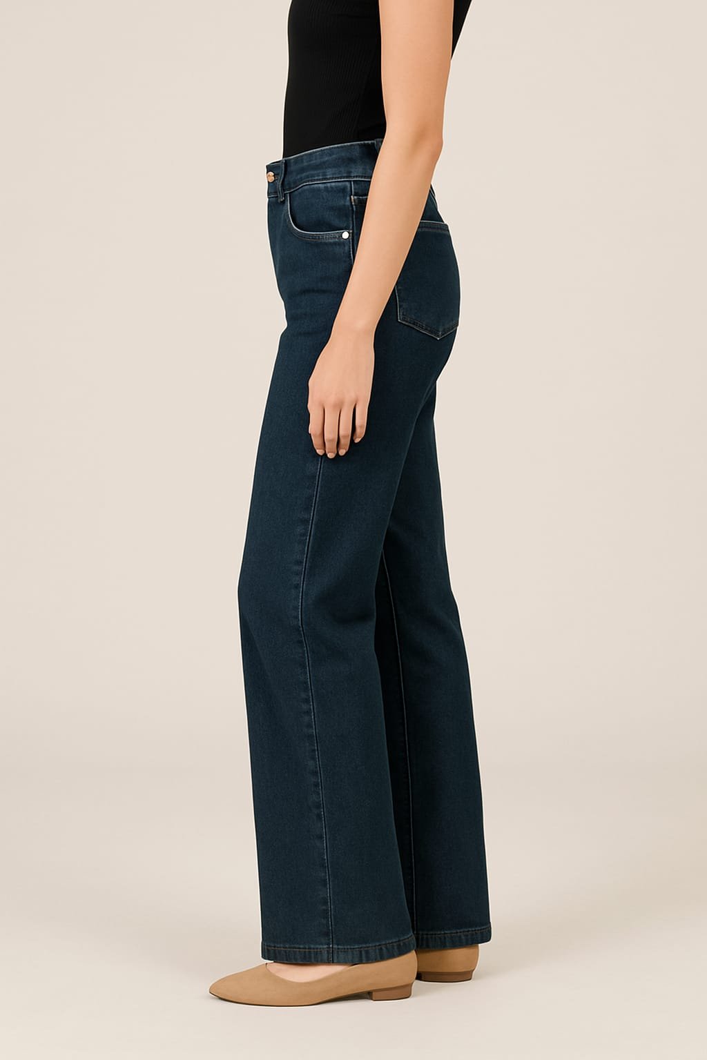 Dark Blue High-Waist Wide Leg Jeans for Women - Image 2